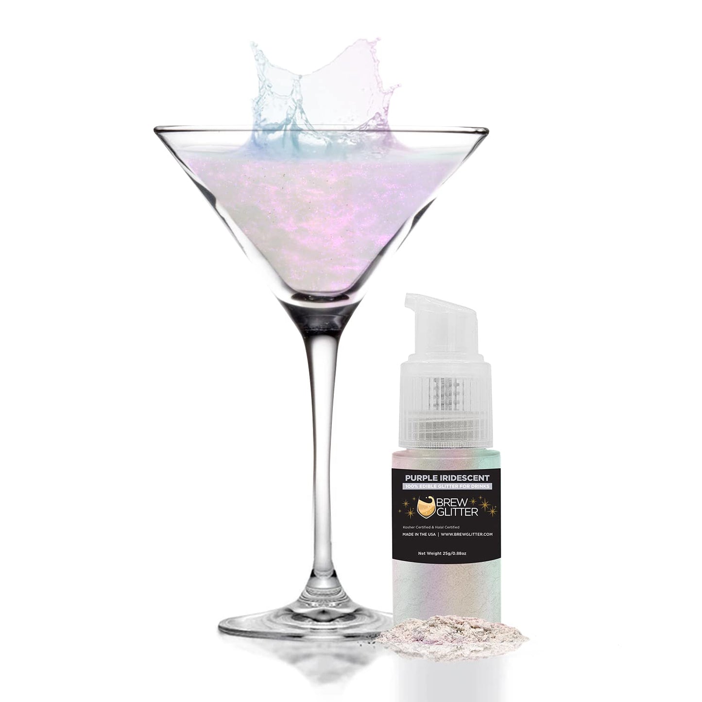 Purple Iridescent BREW GLITTER Edible Glitter For Drinks, Cocktails, Beer, Garnish Glitter & Beverages | 100% Edible & Food Grade | Vegan, Gluten, Nut Free (25g Spray Pump, Purple Iridescent)