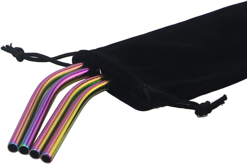 Gugrida Stainless Steel Straws 8.5" - 4 Pack - Multicolor - Eco-Friendly - Durable & Versatile - Easy to Clean - Portable Idea