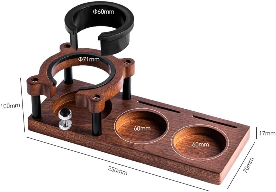 Adjustable Wooden Espresso Tamping Station, Coffee Tamper Base Portafilter Holder Compact Tamping Station Sapele Wood Coffee Portafilters Stand Base (B)