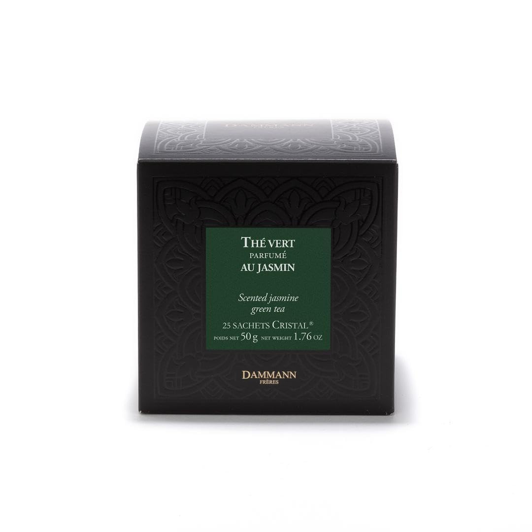 Dammann Freres Sachets, Vert Au Jasmin Tea Bags, Premium Gourmet French Jasmine Green Tea, 25 Count (Single Pack)
