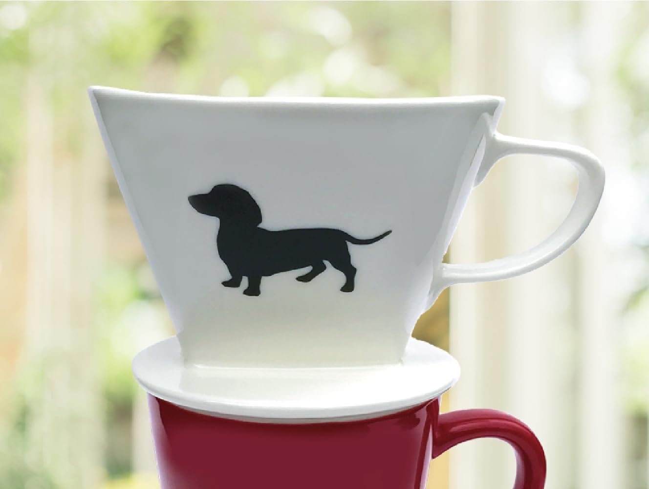 Dachshund Ceramic Coffee Pour Over or Dripper with Full Box of 40 Melitta Brown Size #2 Filters