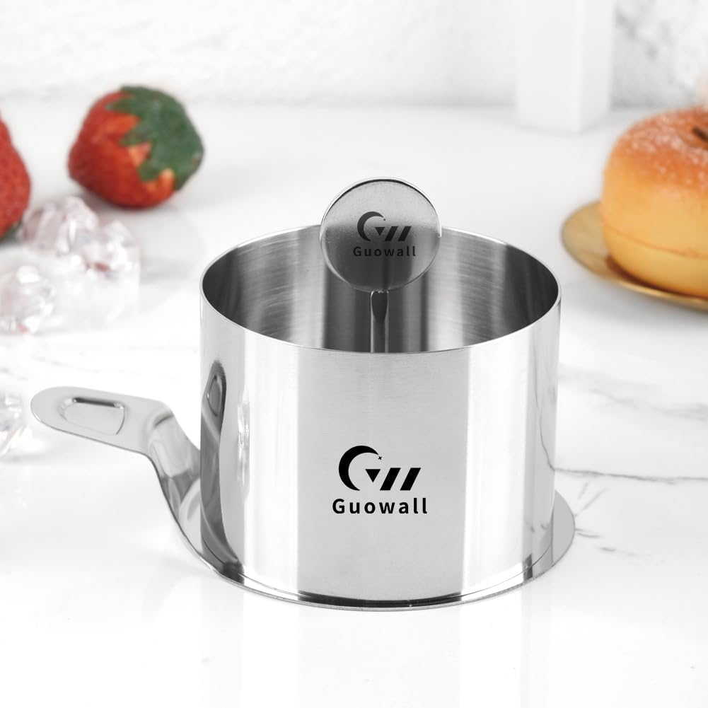 Guowall 1 Pack Seamless Cake Ring Mold Stainless Steel Round Mousse Mould for Baking (Includes 1 Ring, 1 Pusher and 1 Lifter)