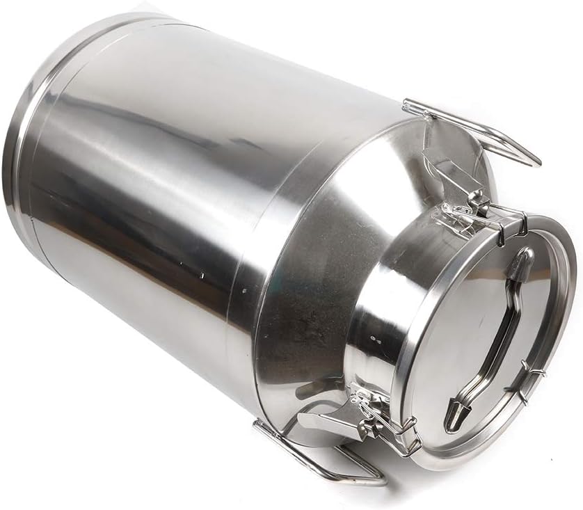 1 mm Thickened Stainless Steel Milk Can Large Liquid Container Storage,Stainless Steel Milk Bucket With Sealing Lid and Carry Handle,for Wine, Oil Storage Transport (60L/15.9 Gal)