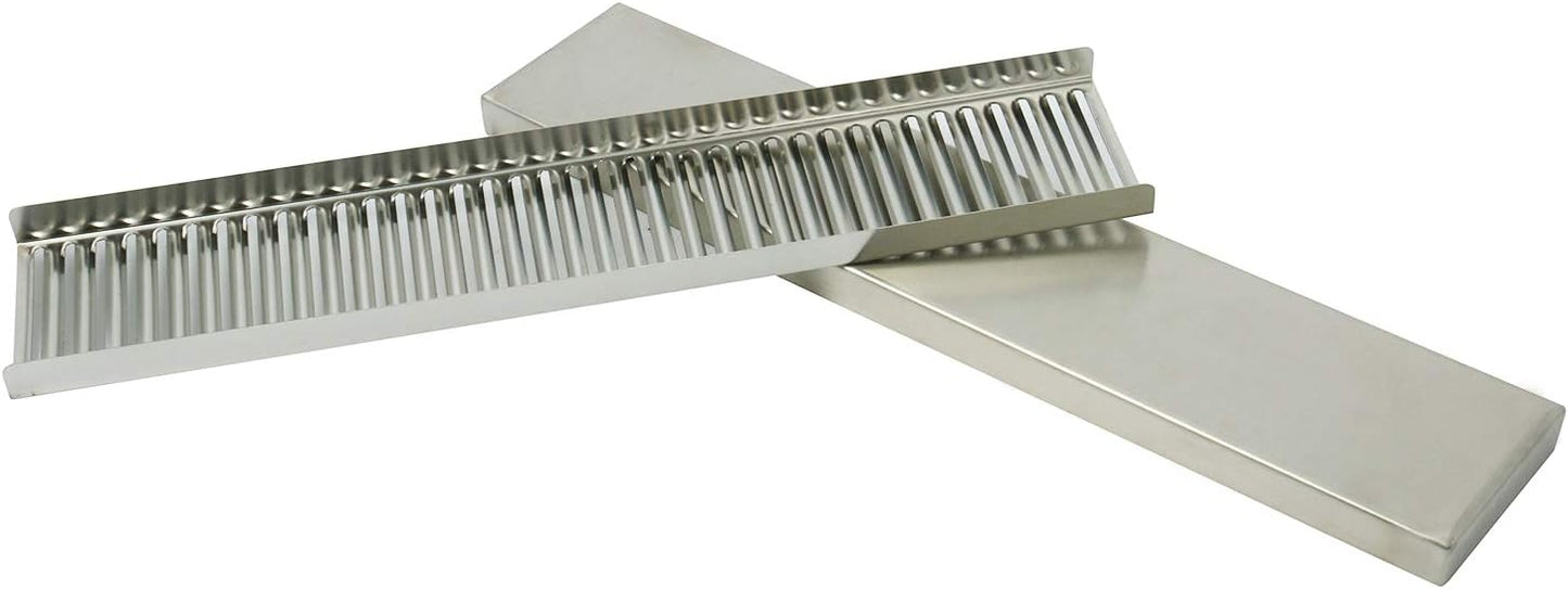 DasMarine 19" Length 4" Width Rectangular Stainless Steel Beer Surface Mount Drip Tray, No Drain, Silver
