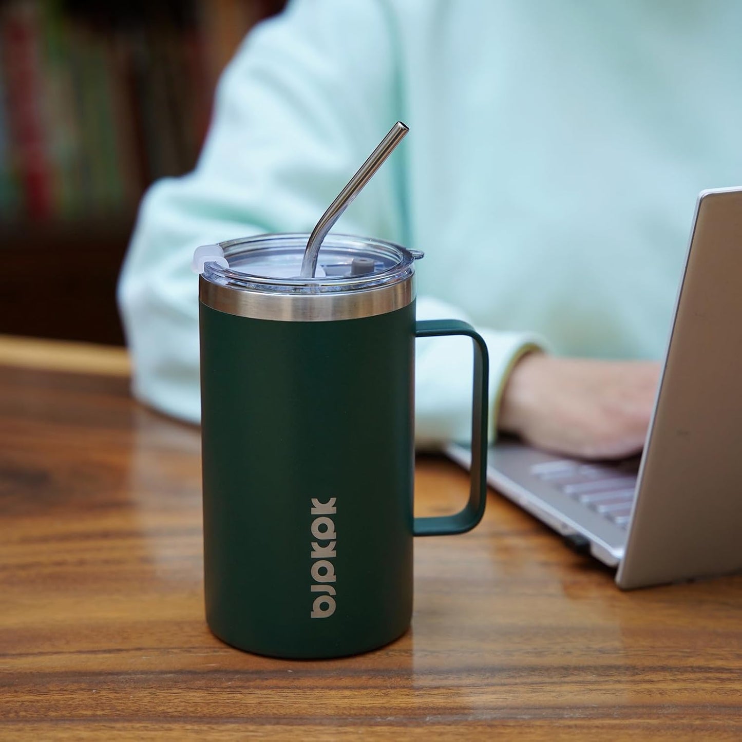 BJPKPK Insulated Coffee Mug with 2 Lids, 25oz Stainless Steel Insulated Tumbler with Handle, Double Wall Vacuum Coffee Cups, BPA Free Travel Mug for Coffee, Tea and Drinks, Army Green