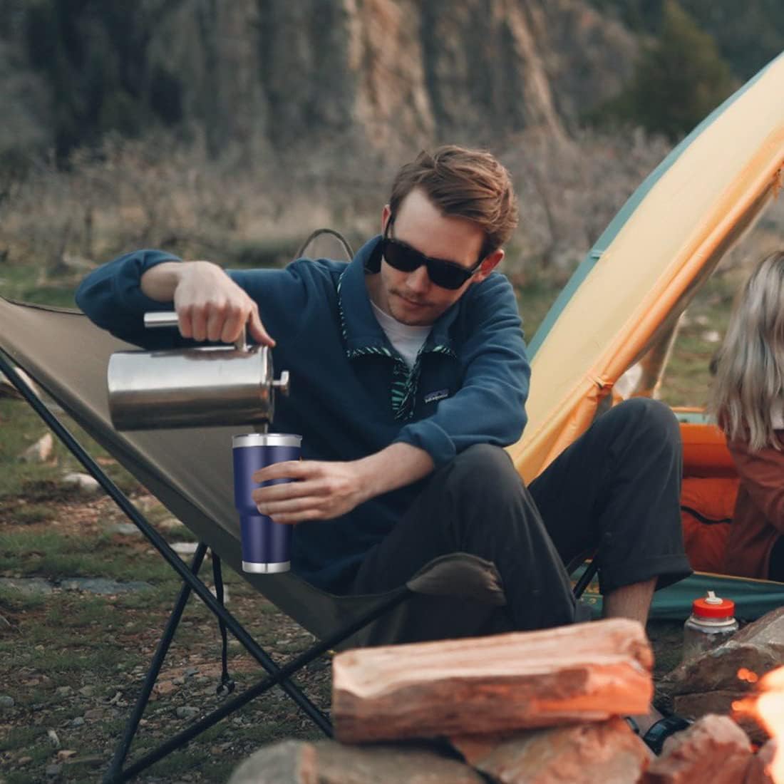 DOMICARE 30 oz Tumbler with Lid and Straw, Stainless Steel Tumblers Bulk, Insulated Vacuum Double Wall Travel Coffee Mug, Durable Powder Coated Tumbler Cup (Navy, 1)