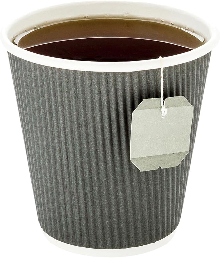 Restaurantware 8 Ounce Double Wall Disposable Coffee Cups, 500 Insulated Gray Paper Tumblers, with Ripple Wall Design, Lids Sold Separately for Hot Drinks like Tea, Hot Chocolate, and More