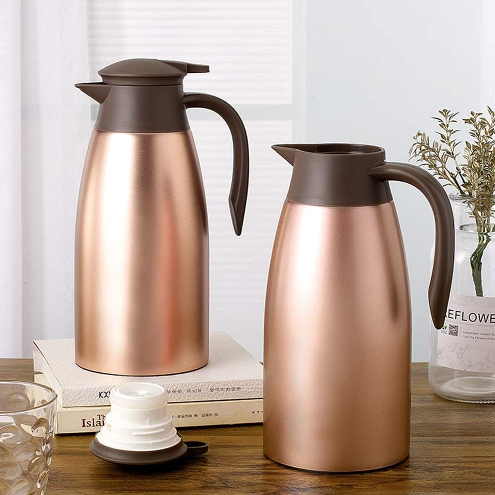 68oz Thermal Coffee Carafe, Stainless Steel Coffee Carafes for Keeping Hot, Airpot Insulated Tea Pot Dispenser for Hot Water, Tea, Hot Beverage - Keep 12 Hours Hot, 24 Hours Cold, Cold