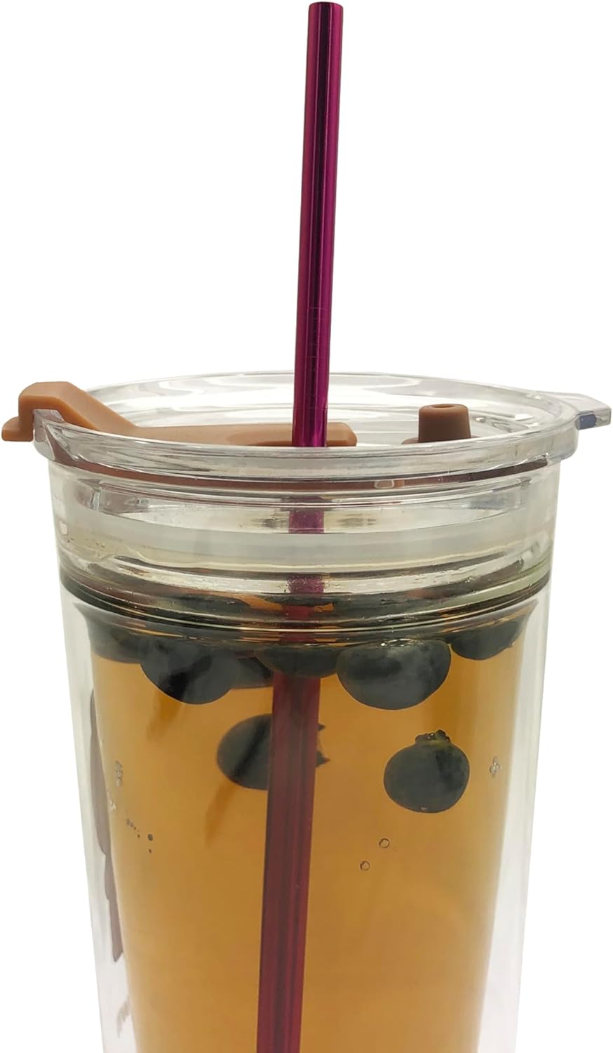 10 Pcs Stainless Steel Straws, Reusable Drinking Straws, 5 Straight + 5 Bent Metal Straws Set With 2 Pcs Cleaning Brushes (Rose Red, 8.5 Inch)