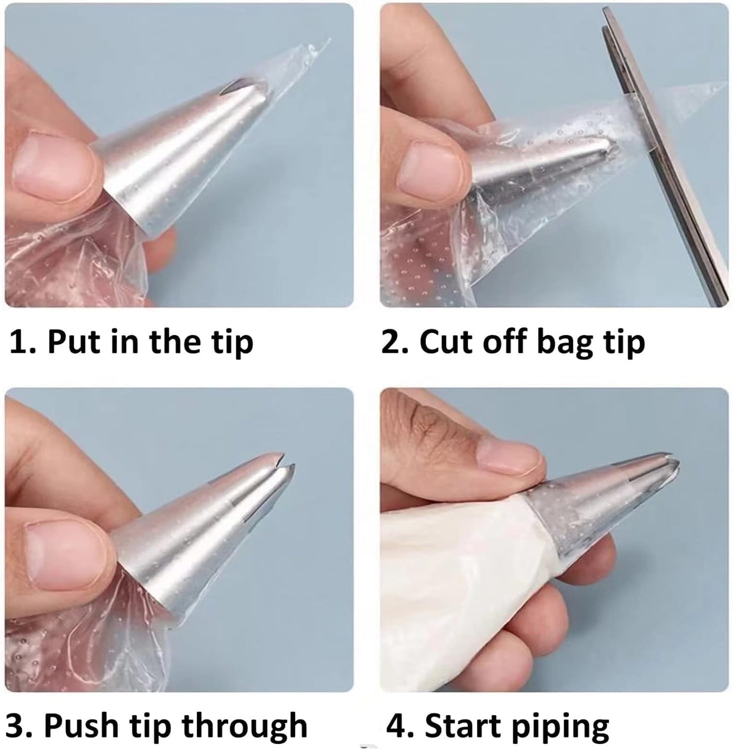 22 inch Large Piping Bags, AMBESTAR 200 Pcs Big Tipless Clear Plastic Disposable Pastry Bags for Frosting Decorating Cake Cupcake Cookie, Pro Long Thick Pastry Bag Essential Baking Tools