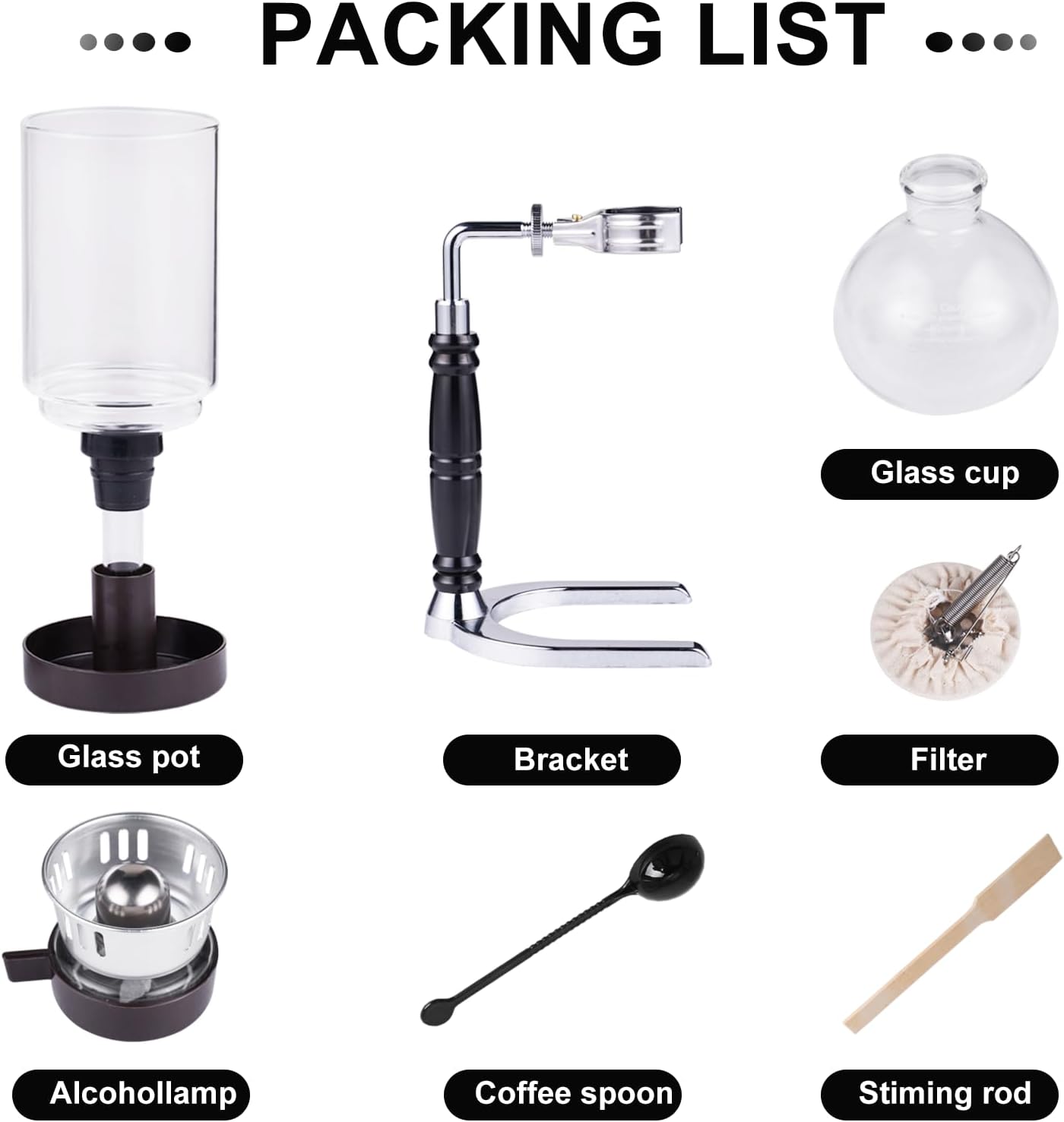 YUCHENGTECH Syphon Coffee Maker Tabletop Glass Siphon Pot Glass Technica Siphon Vacuum Coffee Maker(3 Cups(360ml))