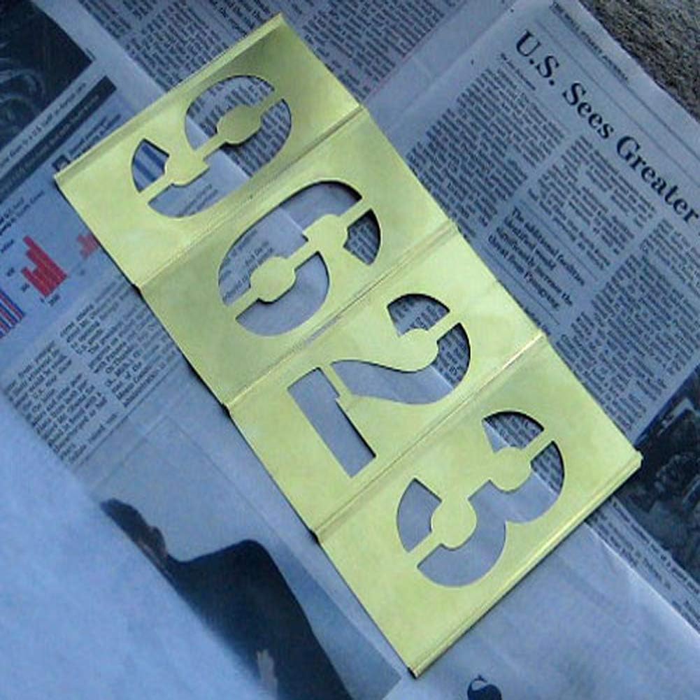 Deezio 3 Inch Brass Number Stencils, Numbers and Punctuations Stencil Kit - 15 Piece Set