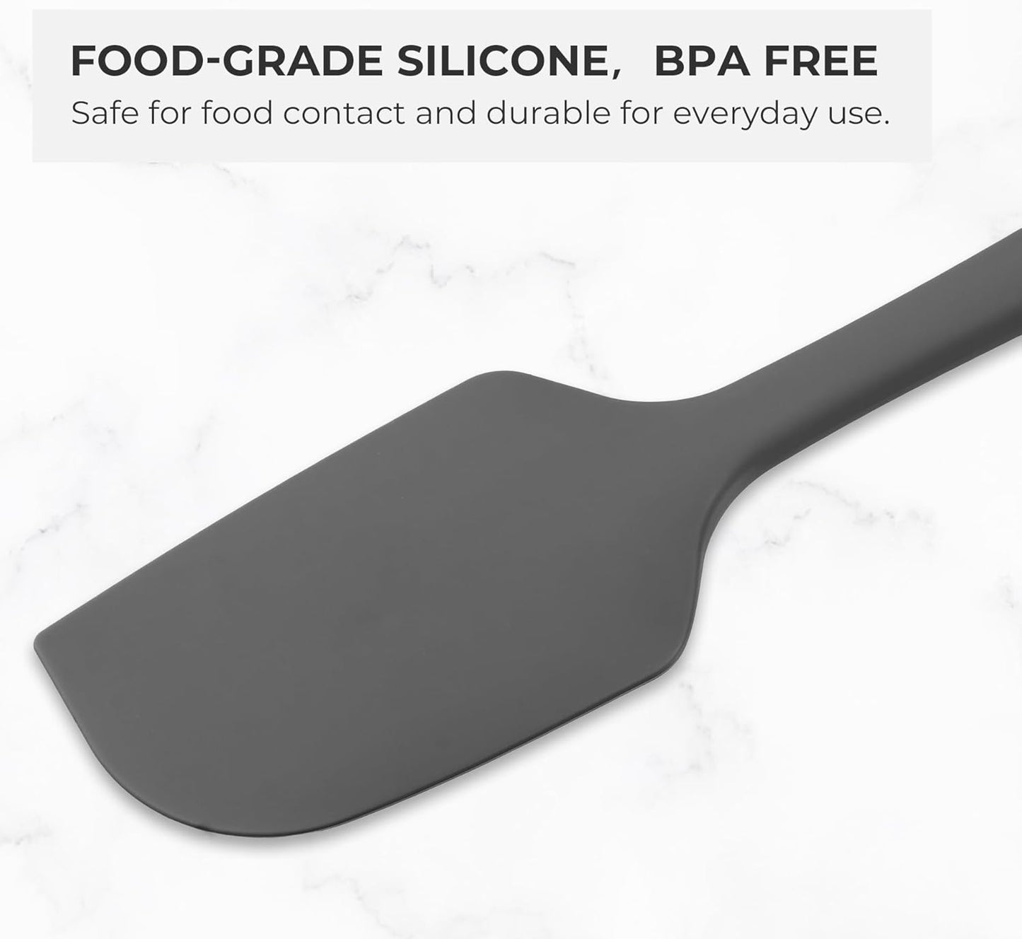 Elihome Classic Silicone Spoonula - Non-Stick Heat Resistant Silicone Scraper Spatula for Mixing, Serving, Scraping, Stirring, and More - 11 Inch, Dark Grey