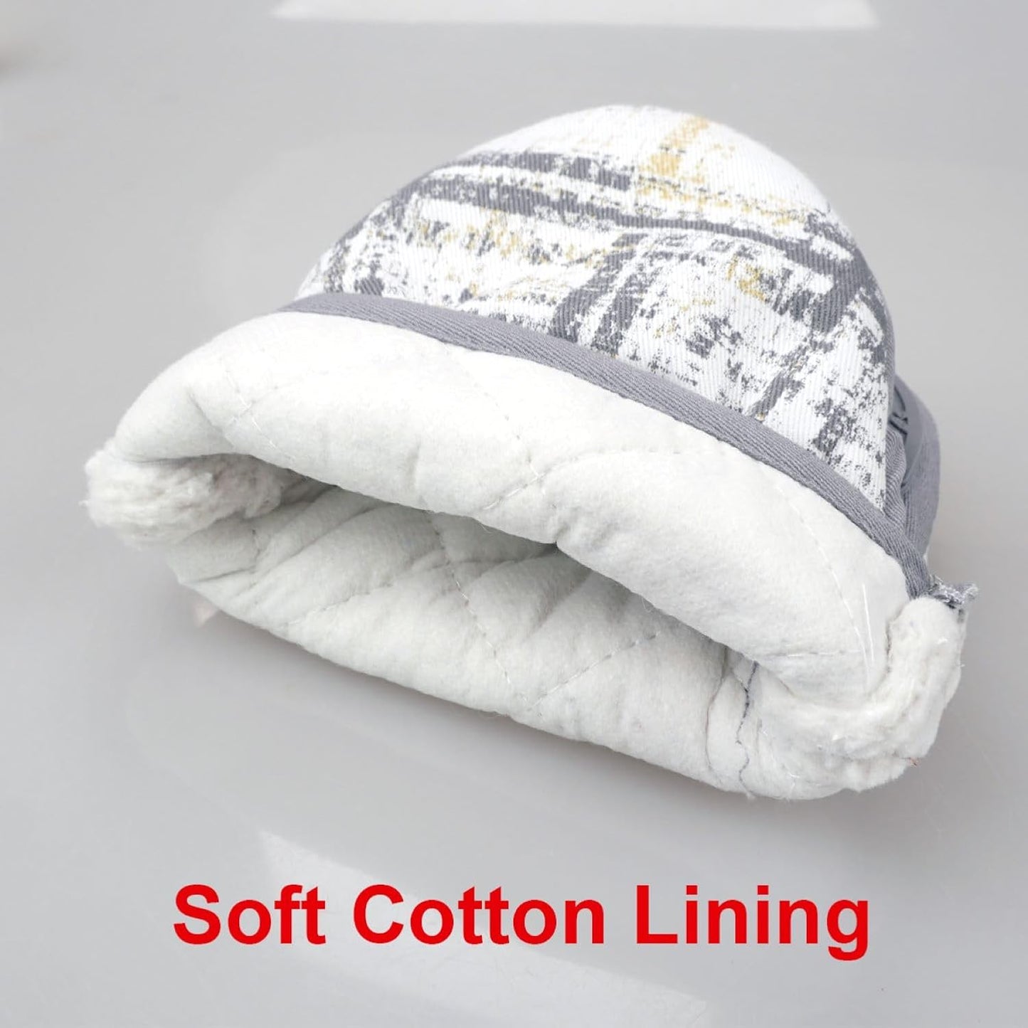 Mini Silicone Oven Mitts, Heat and Slip Resistant Kitchen Gloves 2-Pack Set, Vintage Plaid Soft Oven Mittens, Flexible Pot Holders for Cooking Baking and Grilling (Vintage Grey)