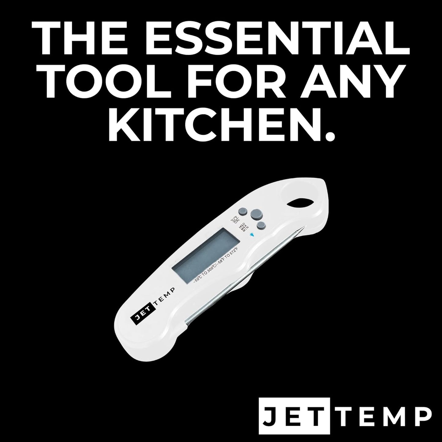 F1 Essential Kitchen Thermometer for Cooking, Grill, BBQ, Smoker, Air Fryer, Candy, Oil Fry, Kitchen Food Probe, Backlit Display, Foldable, Water Resistant