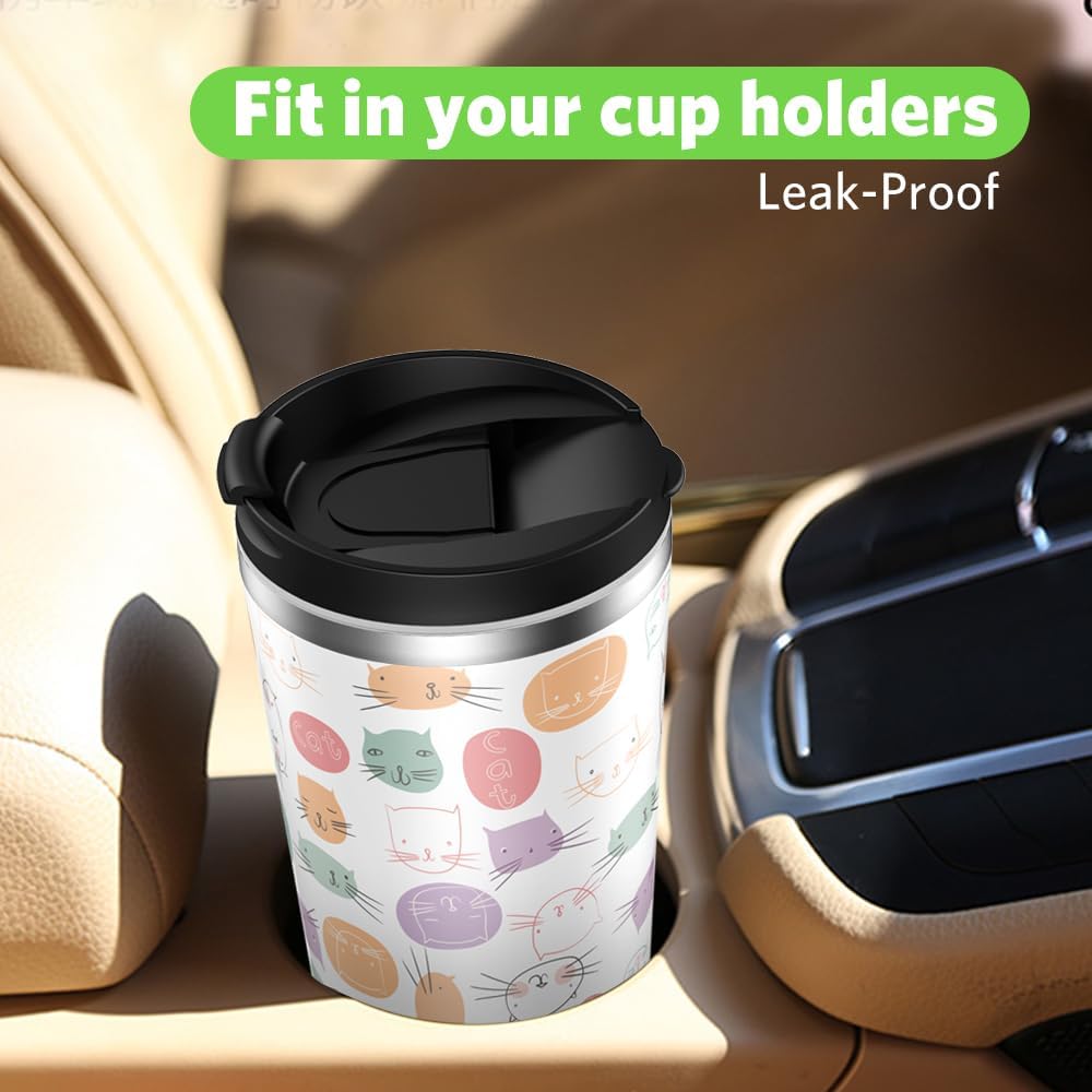 Insulated Coffee Mug with Ceramic Coating, 18oz Travel Mug with Leak-proof Lid, Vacuum Double-wall Tumbler, Stainless Steel Thermal Cup for Tea, Hot Cocoa, Cold Beverage, Ice Drinks