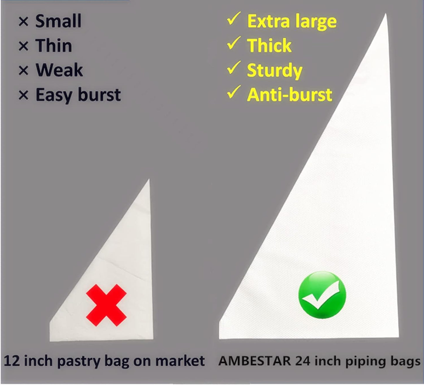 24 Inch Extra Large Piping Bags Disposable, Thickened 100Pcs Disposable Clear Plastic Icing Piping Bags, Food Grade Cake Decorating Bags for Dessert, Pastry, Cookies, Cupcake Decorating