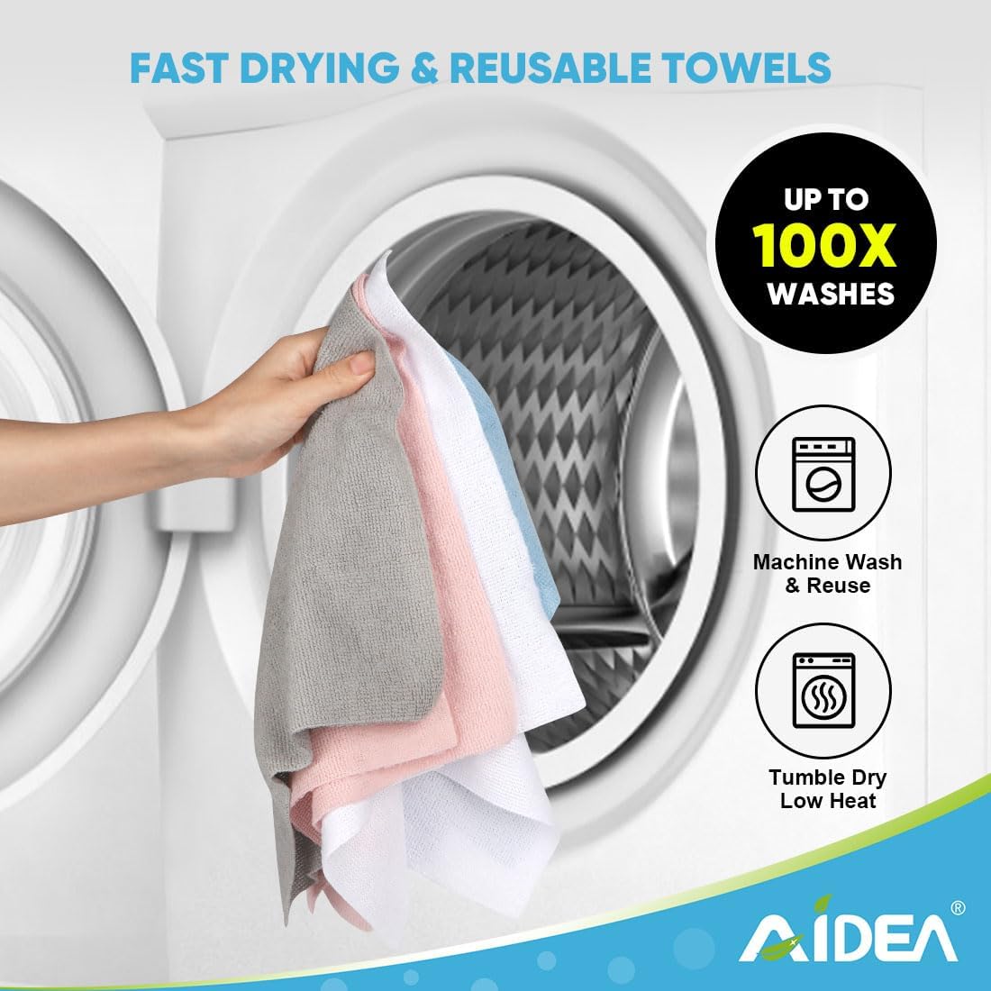 AIDEA Microfiber Cleaning Cloth Roll, Grey 75PK, Reusable Paper Towels Tear Away Cloth, Microfiber Towels for Cars, Wash Cloths, Lint Free Rags for House, Kitchen,Window,Cleaning Supplies 11.5"×11.5"