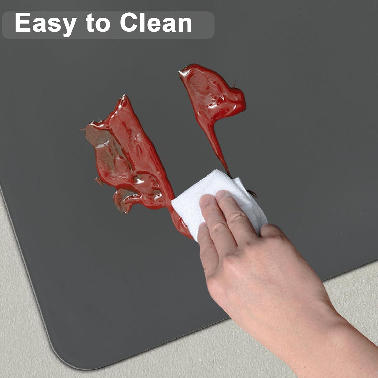 24"x32"(60cmx80cm) Silicone Mat for Kitchen Counter, Heat Resistant Non-Slip Countertop Protector, Waterproof Silicone Craft Mat for Kitchen Island, Light Gray