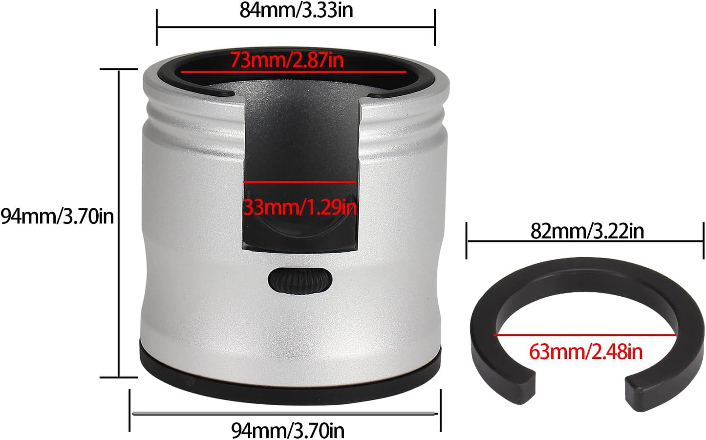 Espresso Tamping Station, Coffee Portafilter Holder, Aluminum Alloy Stand Fit for Most 51mm, 53mm, 54mm and 58mm Portafilter (Round,Silver)