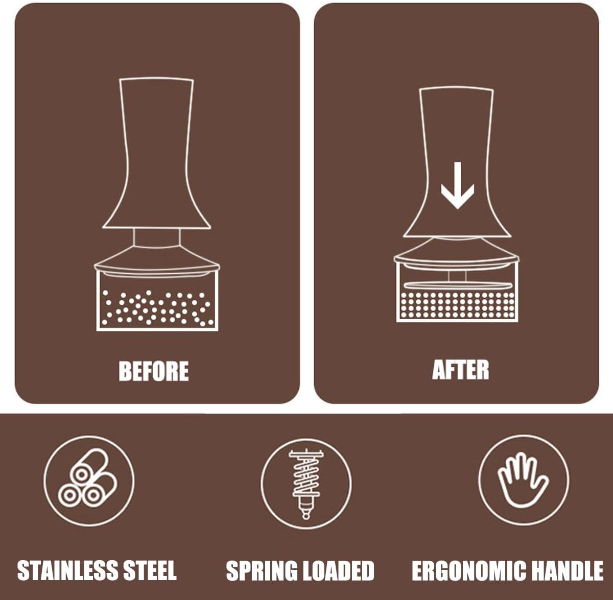 51mm Espresso Tamper and Stirrer Set, Adjustable Spring Loaded Calibrated Coffee Tamper Barista Accessories Kit, Black