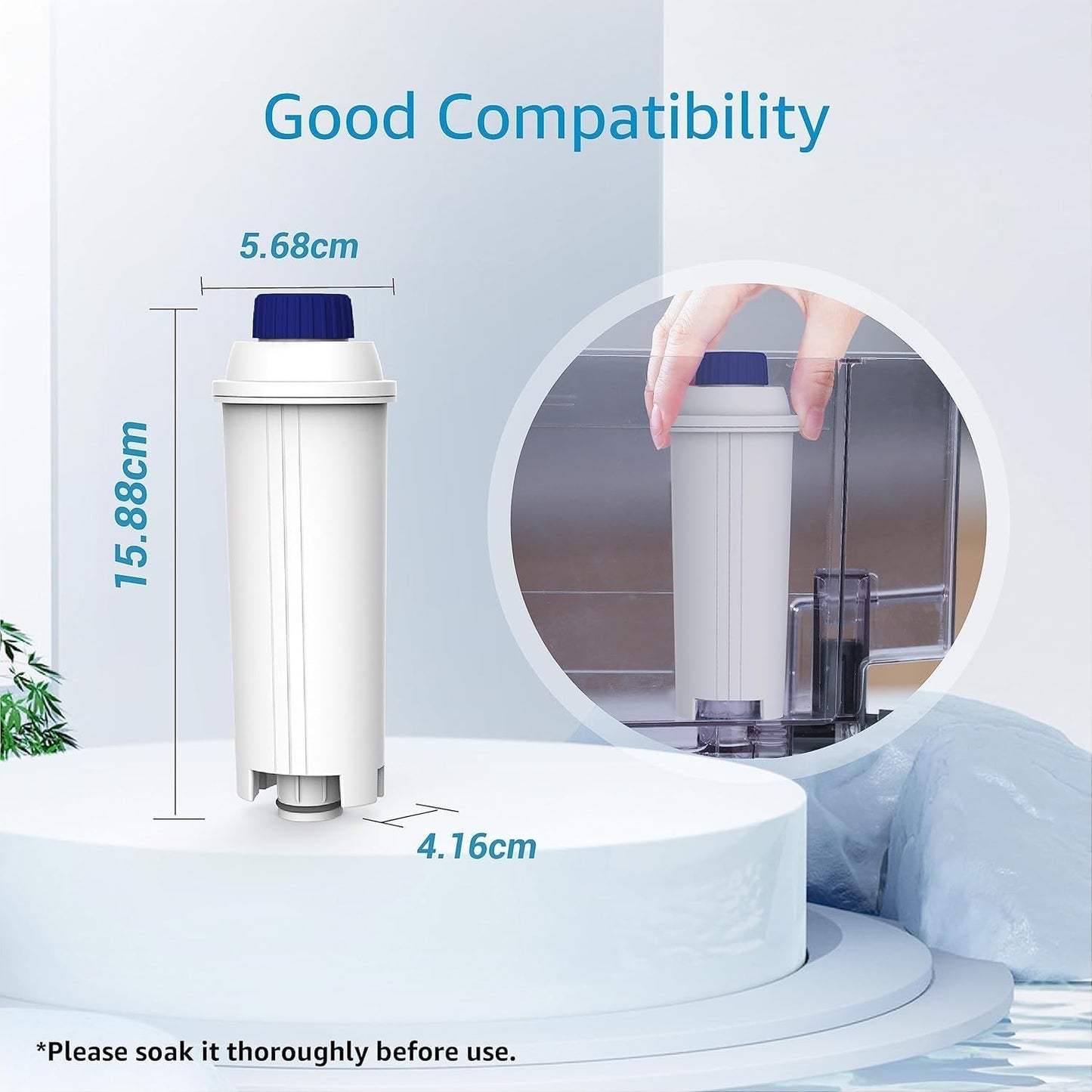 AQUA CREST Coffee Water Filter, Replacement for De'Longhi Filter, TÜV SÜD Certified, 5513292811, DLS C002, CFL-950, SER3017, ECAM/ETAM Series, EC680, BCO420 (Pack of 2)