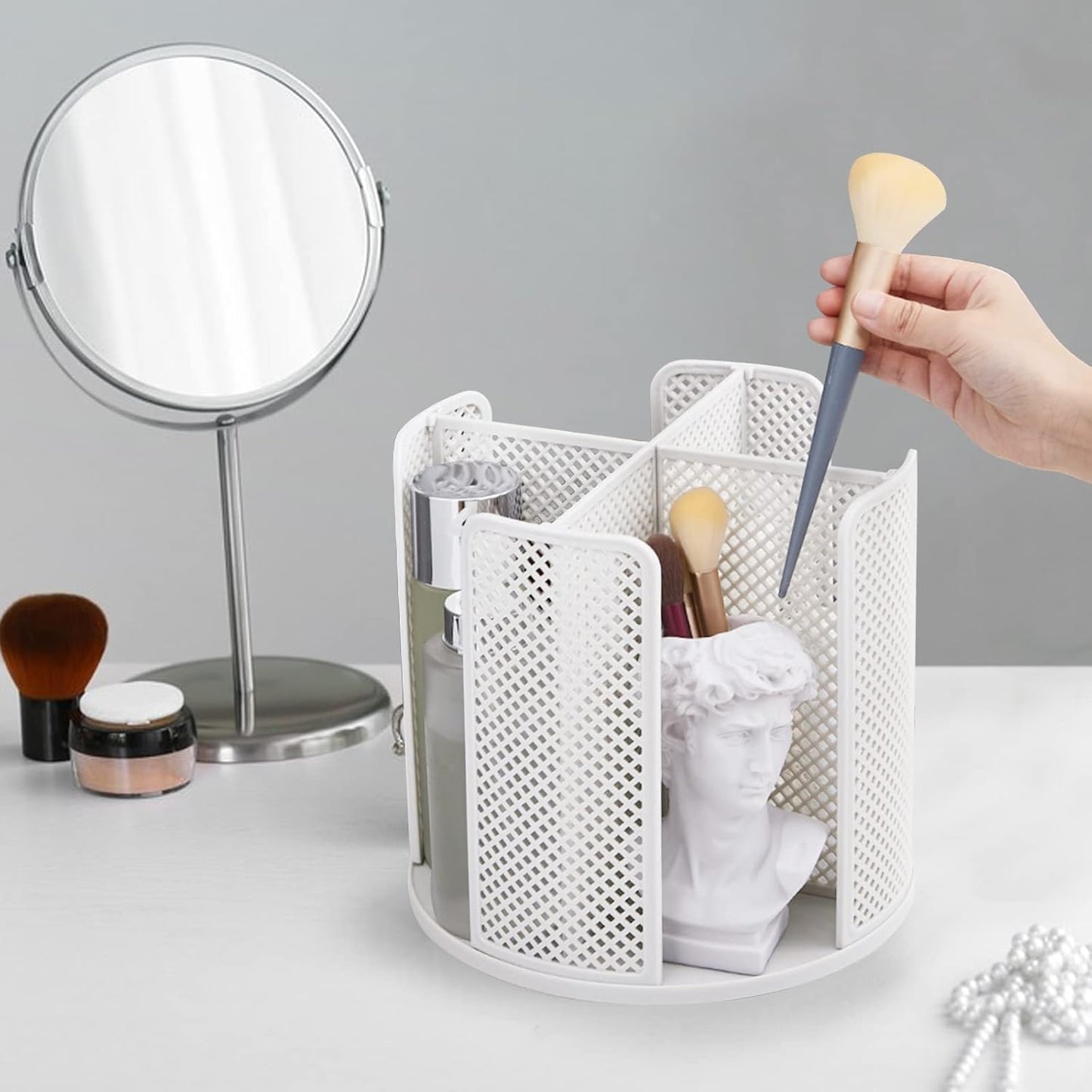 Cup and Lid Organizer Cup Dispenser Coffee Cup Organizer Paper Cup Holder Rotating for Bathroom, Restaurant, Break Room, Coffee Station, Bar, Buffet, Kitchen Cabinet, Countertop,4 Compartment