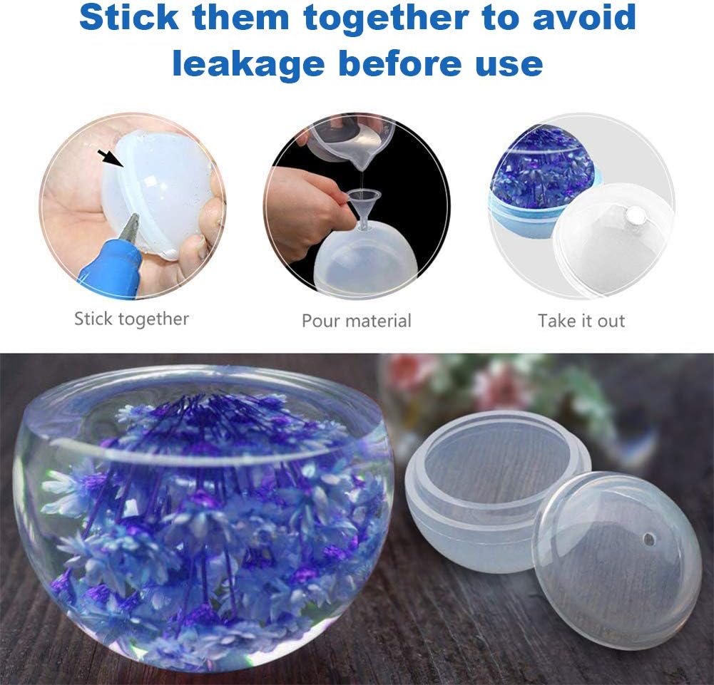 EuTengHao 18Pcs DIY Silicone Resin Casting Molds Tools Set Includes 6 Resin Casting Molds Large Clear Silicone Molds 2 Measurement Cup 10 Wood Sticks for DIY Home Decoration