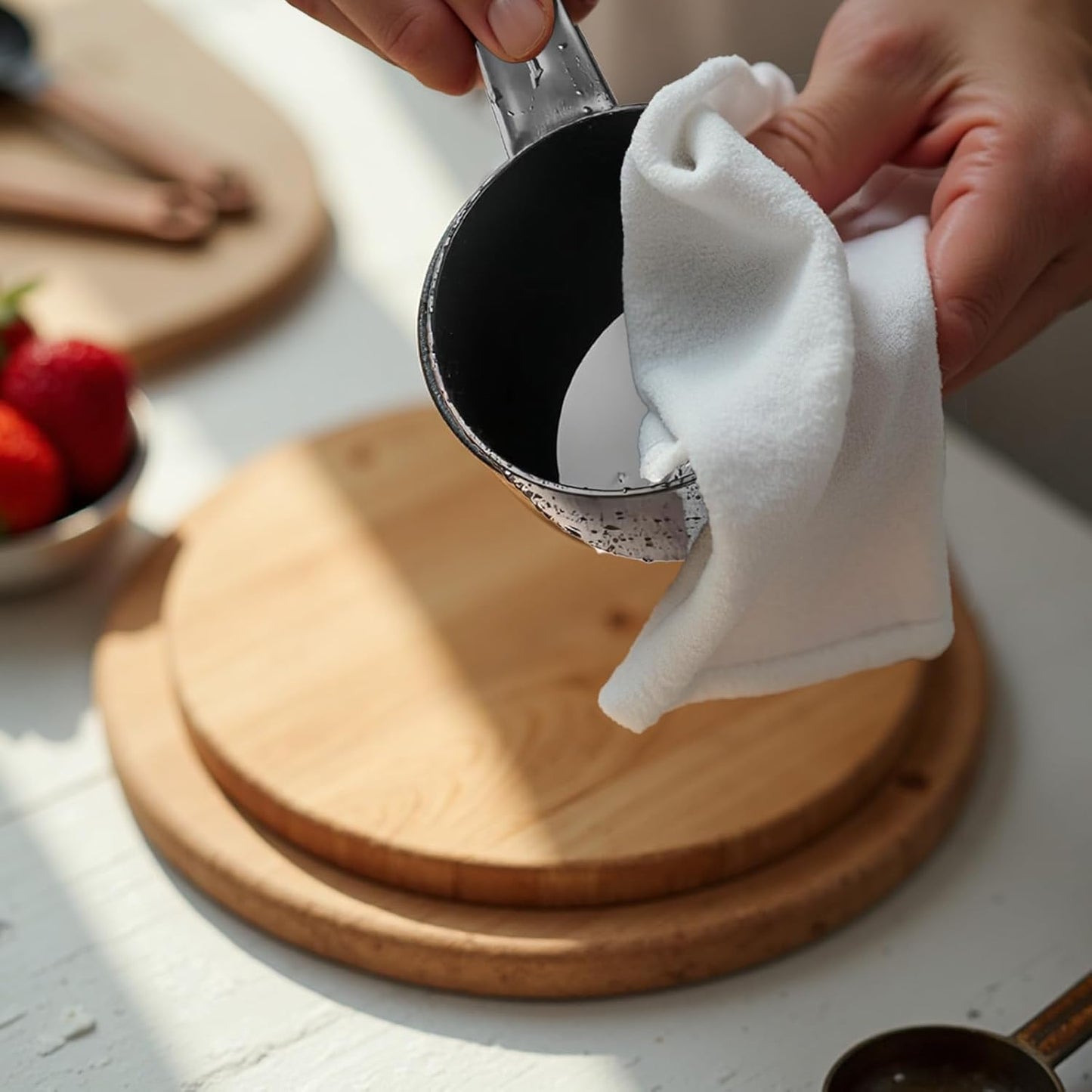 Inmorven 10pcs Measuring Cups and Spoons Set, BPA-Free Plastic Kitchen Baking Tools with Engraved Markings, Stackable Design for Dry & Liquid Ingredients (Black)