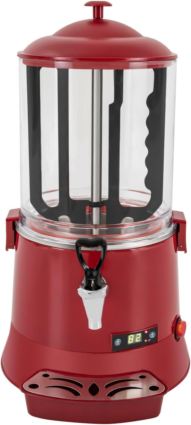 Hot Chocolate Maker Machine, 400W 10L/2.7Gal Electric Stainless Steel Hot Chocolate Dispenser Melting Machine, Commercial Beverage Warmer Coffee Maker for Kitchen Party, Red