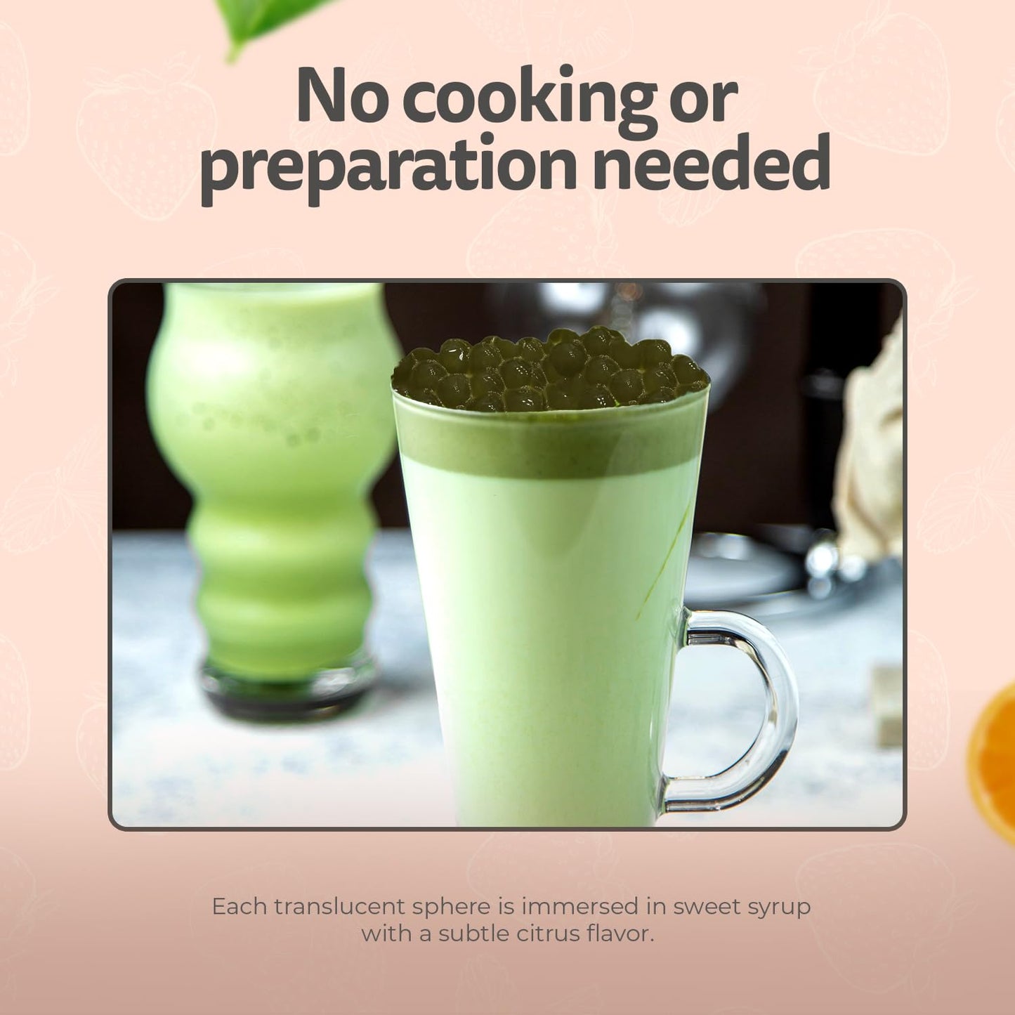 Fanale Matcha Agar Agar Boba, Matcha Jelly Ball, Ready to Serve, Soft Chew Texture, Instant Boba Pearls for Bubble Tea, Frozen Yogurt, Shaved Ice & Dessertโs Topping (4.4 lbs/bag, 6 bags/case)