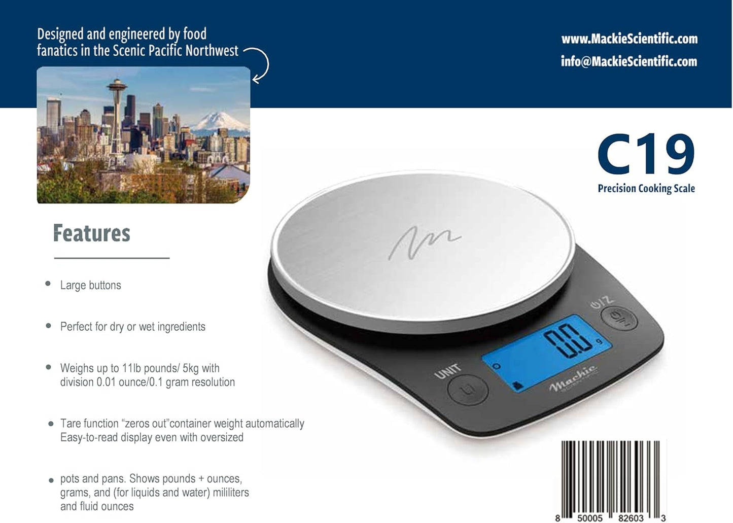 Food Kitchen Scale by NutraTrack™ Digital Grams and Ounces for Coffee, Weight Loss, Baking, Cooking, Keto and Meal Prep, LCD Display, Stainless Steel, LOWEST 0.5g INCREMENTS Accuracy meets Durability!