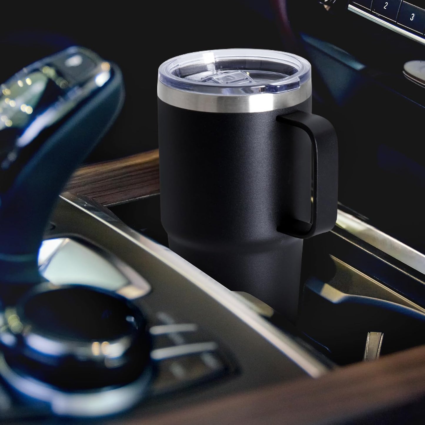 HASLE OUTFITTERS 20oz Tumbler Bulk with Lid, Stainless Steel Tumbler Bulk with Handle, Metal Insulated Travel Coffee Mug Set with Handle, Double Wall Vacuum Leak Proof Tumbler Cup, Black 12 Pack