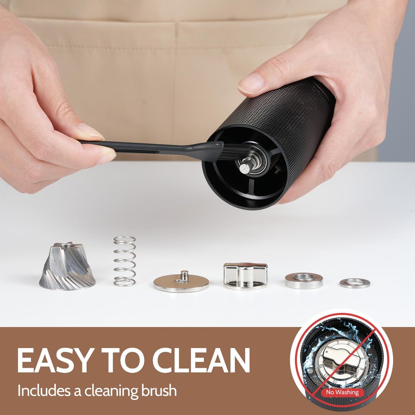 Manual Coffee Grinder, 420 Stainless Steel Conical Burr Hand Coffee Bean Grinder, Adjustable Grind Setting For Espresso, Pour Over, French Press (Black)