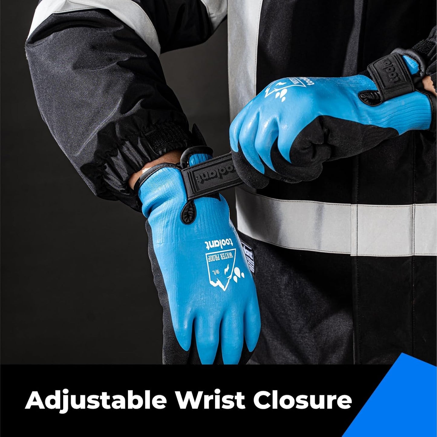 100% Waterproof Gloves for Men and Women, Winter Work Gloves for Cold Weather, Touchsreen, Thermal Gloves for Fishing, Gardening and Working in Freezer, With Grip, Blue, XX-Large