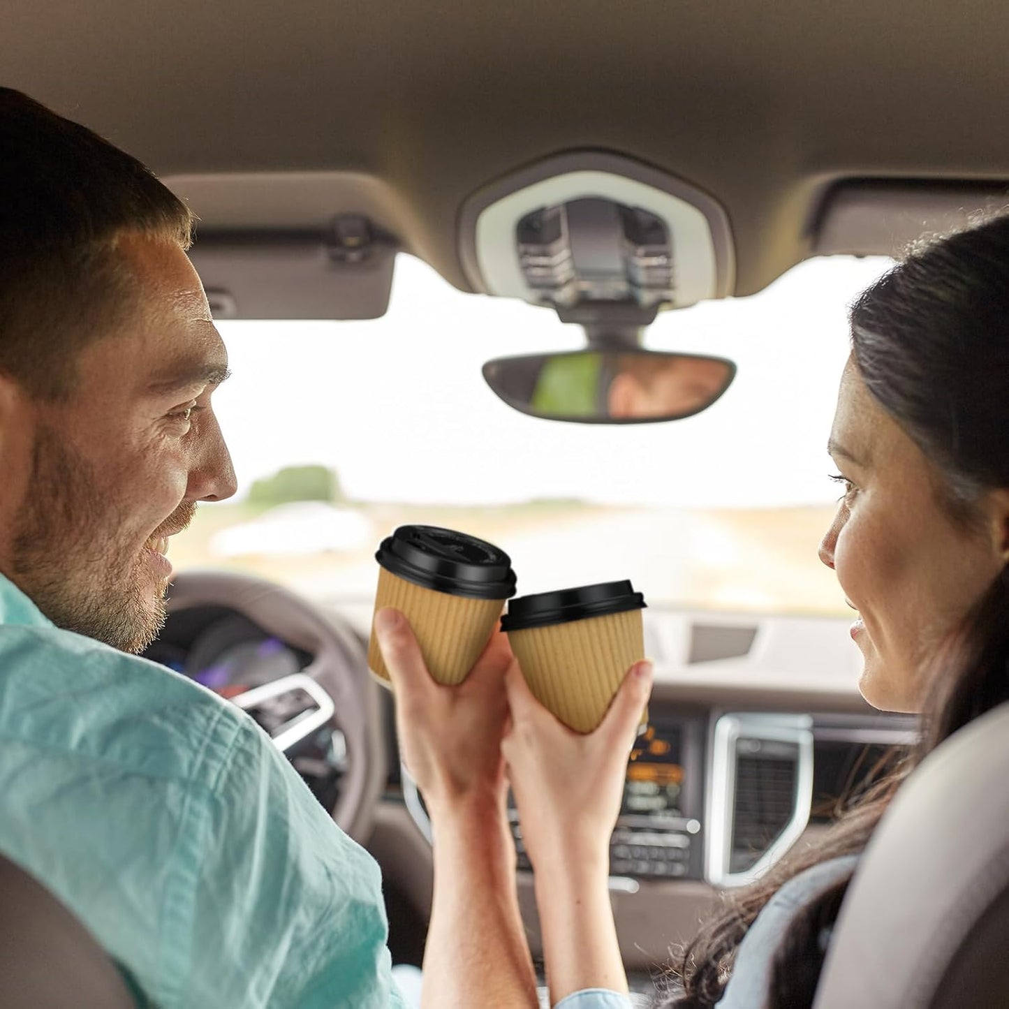 Uiifan 100 Set 4oz Disposable Espresso Cups with Lids Ripple Corrugated Paper Disposable Coffee Insulated Hot Ripple Cups for hot Chocolate, Tea, and Cocoa Drinks(Kraft Paper Color)