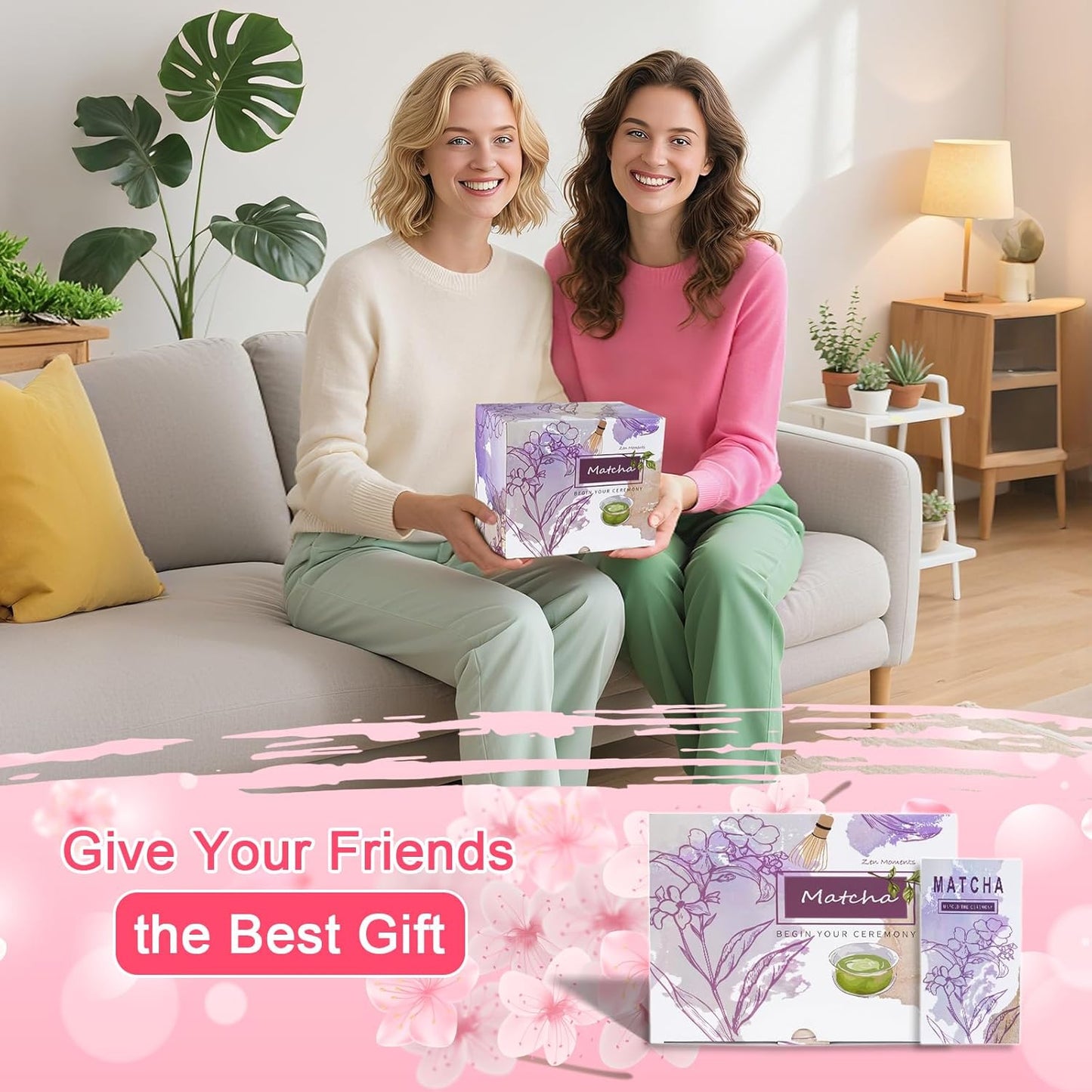 Matcha Whisk Set, Matcha Set 7 Pieces - Ceramic Matcha Bowl with Spout, Bamboo Chasen Whisk & Holder, Scoop, Sifter, Tea Towel - Complete Kit for Matcha Tea Ceremony, Latte, Ideal Gift(Pink)