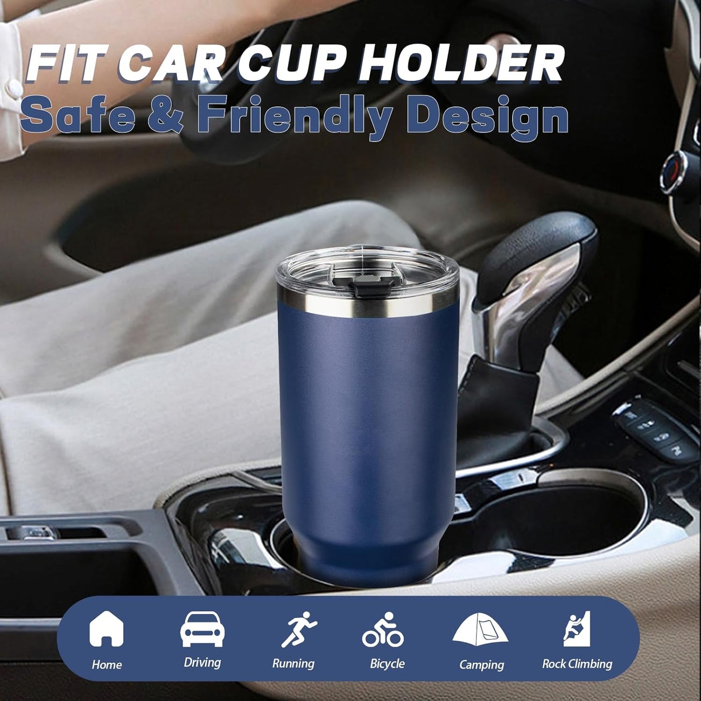 40 oz Tumbler with Lids and Straws, Stainless Steel Insulated Coffee Tumbler, Double Wall Vacuum Insulated Travel Mug Cup, Leakproof Thermal Coffee Cup for Hot and Cold Drinks (Navy Blue)