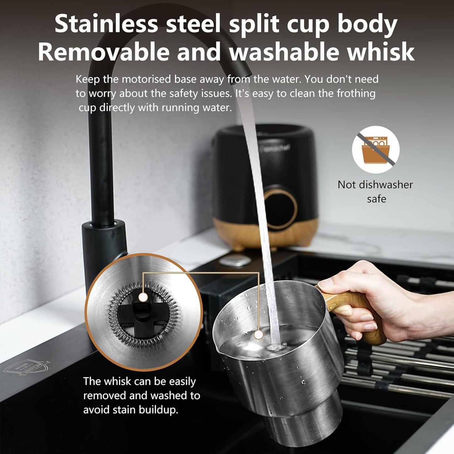 AMZCHEF 8-IN-1 Milk Frother and Steamer 550 Watts, 21 oz Split Stainless Steel Automatic Steamer, Milk's Warmer for Latte, Cappuccino, Hot and Cold Froth, Heated Milk, Hot Chocolate, Baby Food silver