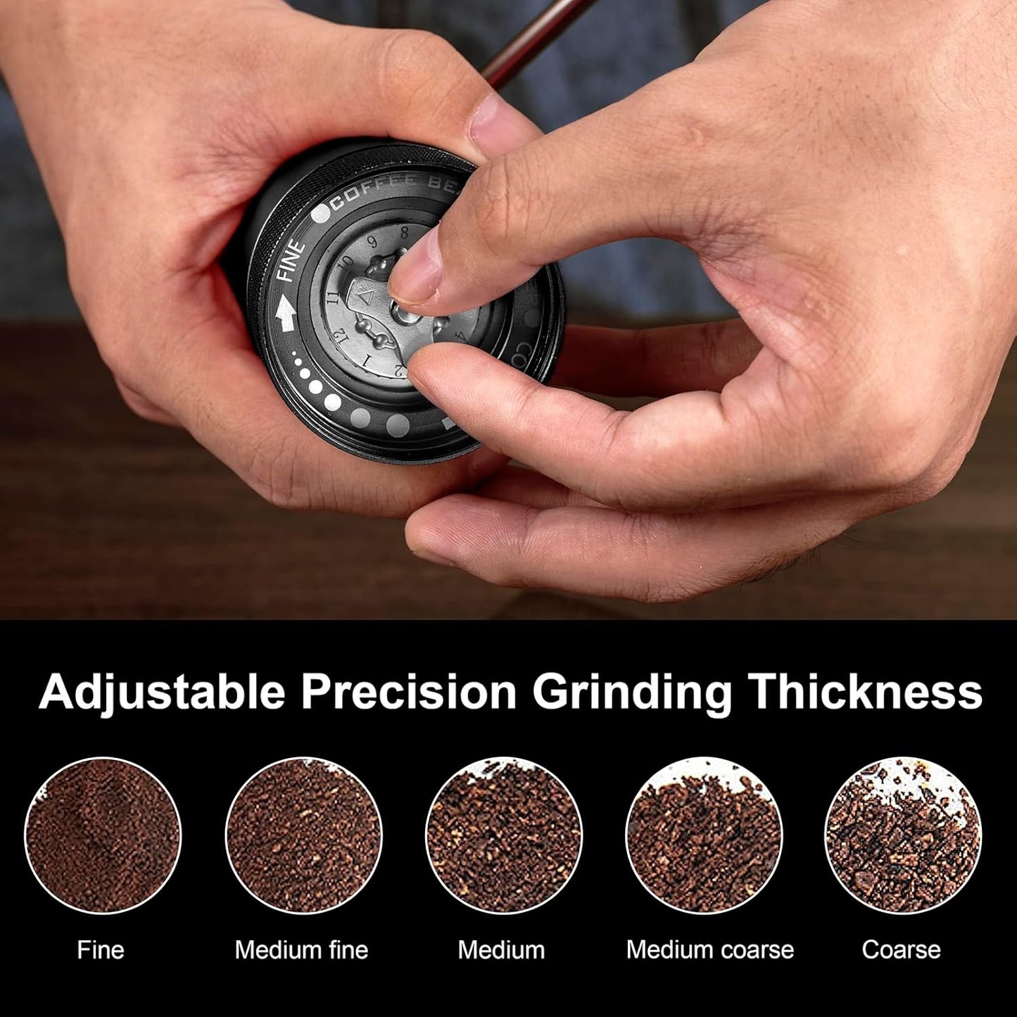 M6 Manual Coffee Grinder,Capacity 25g,Hand Coffee Grinder with Aluminum Body,Sharp Hexagonal Grinding Burr Core,Portable Manual Coffee Bean Grinder for Pour Over French Press Espresso