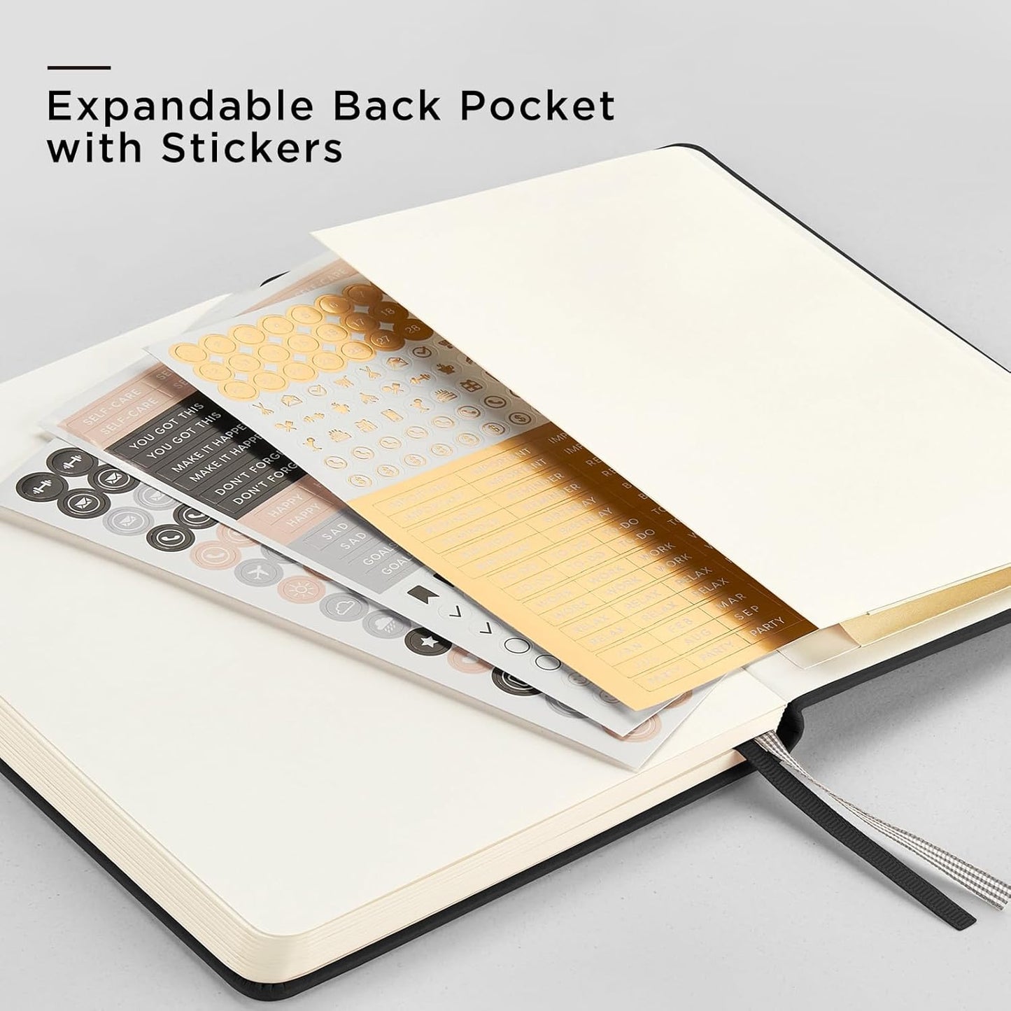 &And Per Se Dotted Journal Notebook (10 packs), A5 Hardcover Leather Bullet Dotted Journal, 160 Pages 100GSM Thick Paper, 3 Sheets of Stickers Included - 5.7'' x 8'' (Black)