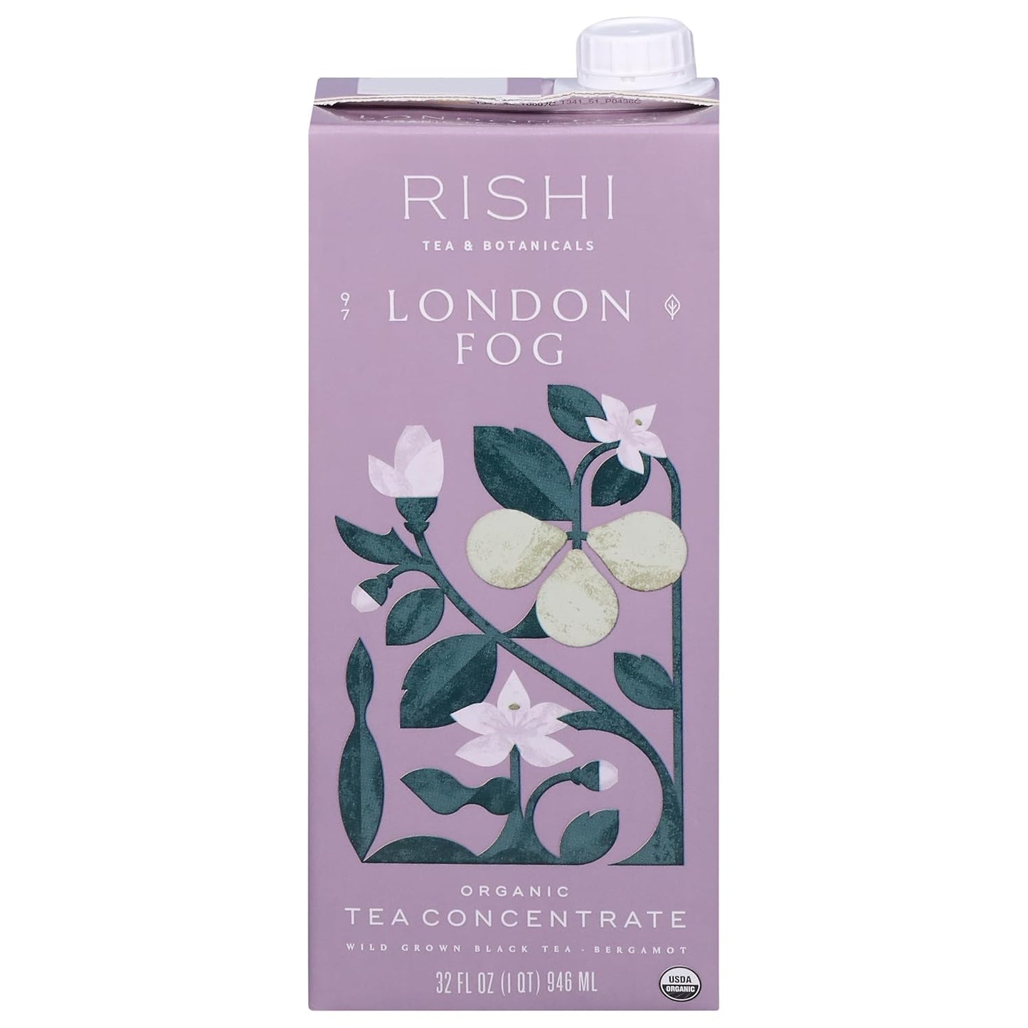 Rishi Tea London Fog Concentrate Beverage - USDA Certified Organic, Black Tea and Bergamot, Energy-Boosting - 32 fl oz Carton, 8 Servings