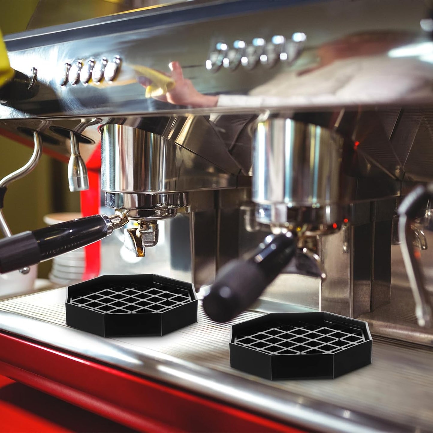 8 Pcs Coffee Drip Tray Black Plastic Octagon Coffee Countertop Drip Coaster with Honeycomb Grid for Drink Tea Wine Beverage Dispenser (4 Inch)