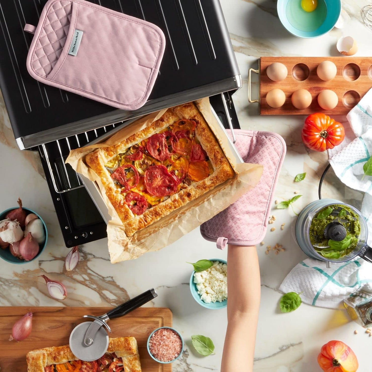 KitchenAid Asteroid Pot Holder 2-Pack Set, Dried Rose, 7"x10"