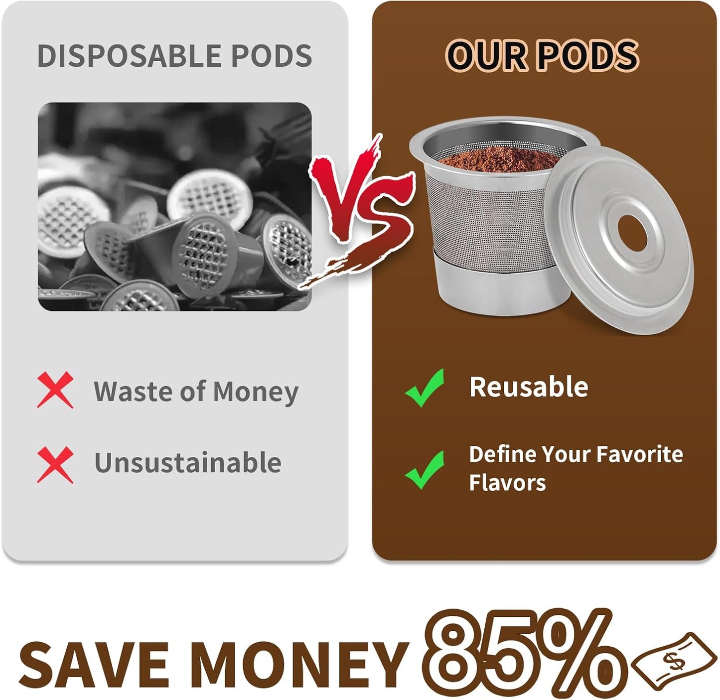 2 Pack Reusable Pods for Ninja Dual Brew Coffee Maker, Stainless Steel Reusable K Pod Permanent K Cups Filters Coffee Accessories Compatible with Ninja CFP101 & Ninja PB051 Coffee Maker