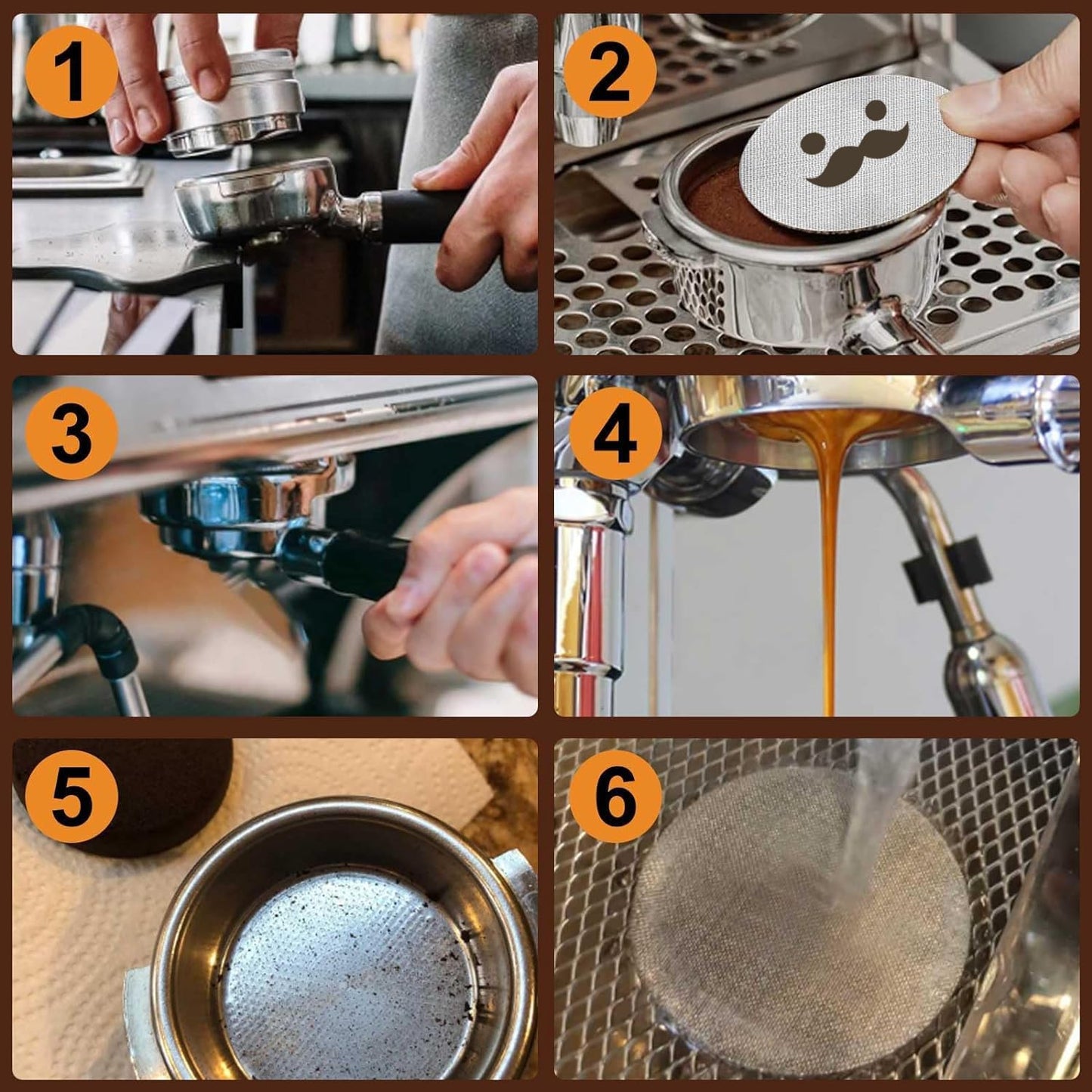 58.5mm Espresso Puck Screen, Lower Shower Screen, Metal Coffee Reusable Filter for 58mm Espresso Portafilter Basket, 1.7 Thickness(Mustache)