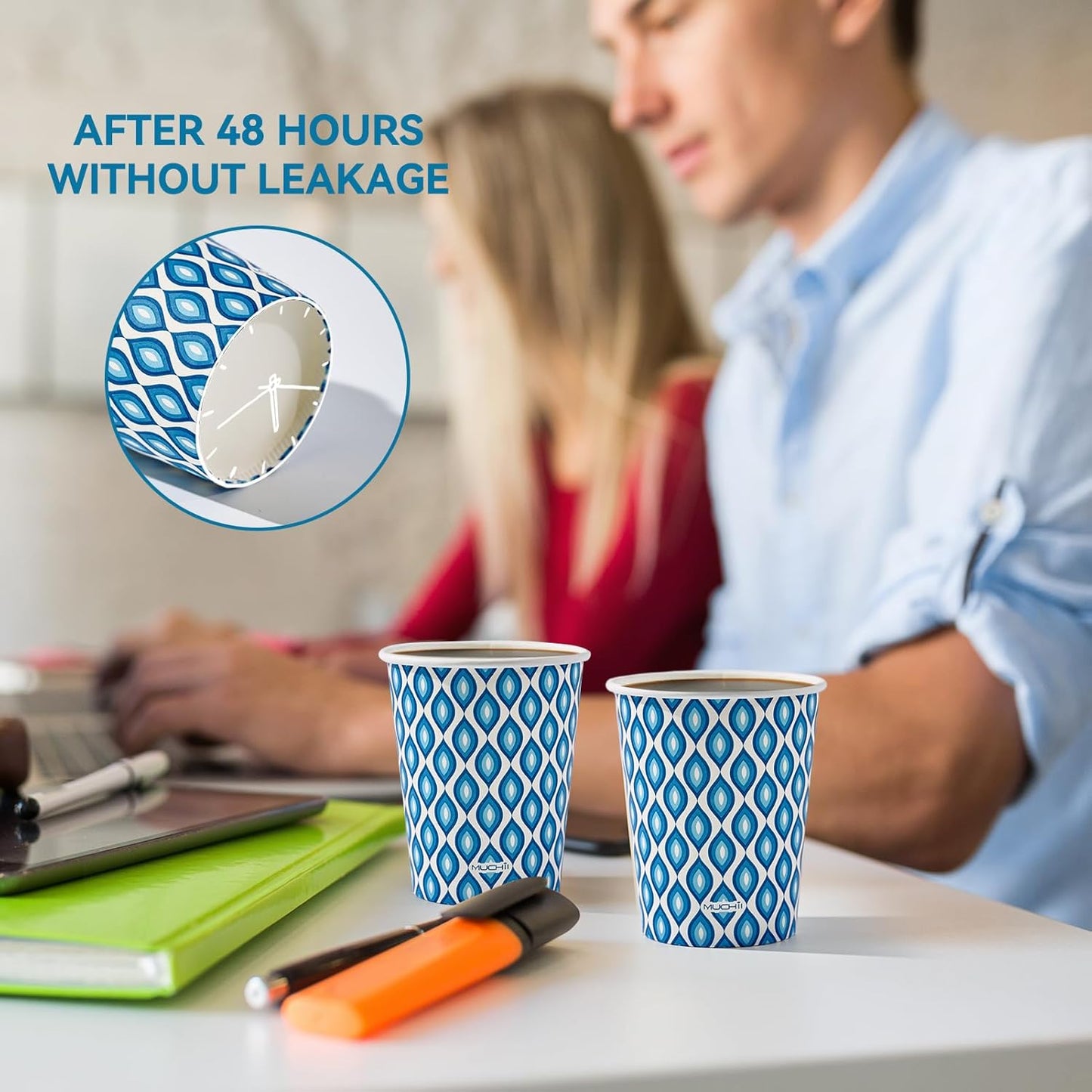 MUCHII 300 Count Paper Cups 8 oz, Disposable Drinking Cups for Party, Picnic, Travel, and Events