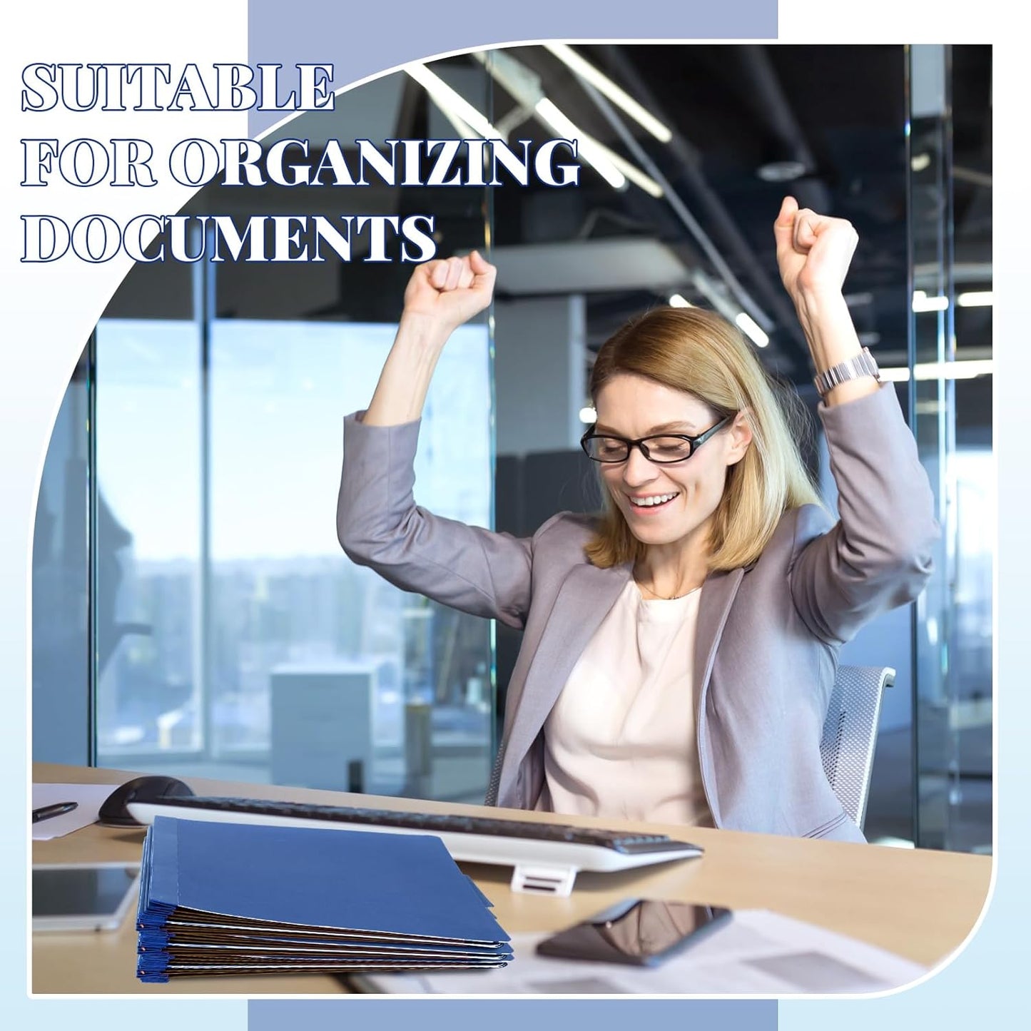 72 Pcs Classification Folders Letter Size, Back to School Supply for Teacher, Student, 3 Dividers Pressboard File Folder Bulk with 2 Fasteners, 3.5 Inch Expanding File Organizer (Dark Blue)