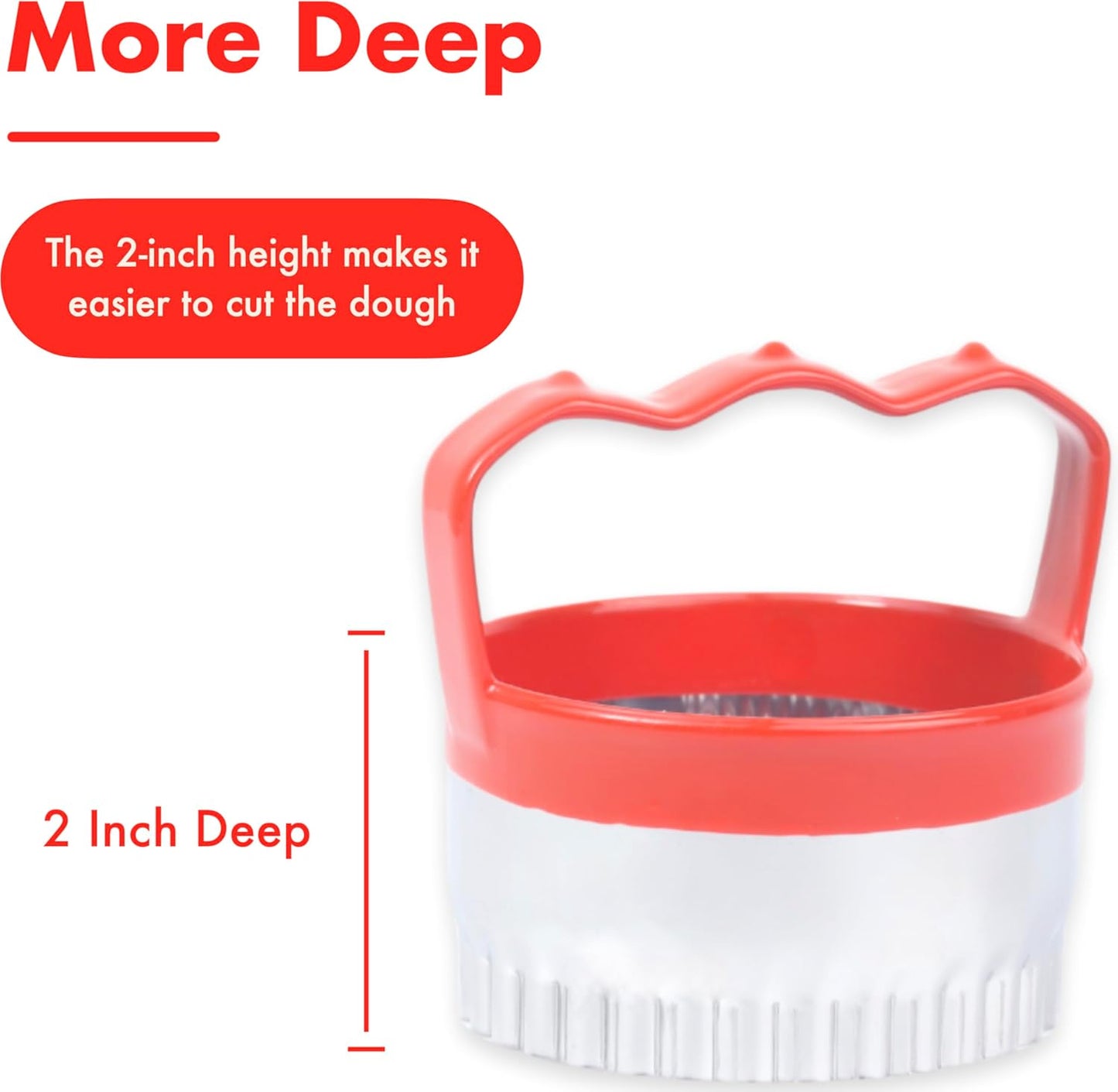 3 Pcs Fluted Round Biscuit Cutters with Handle 3" 3.5" 4", Scalloped Biscuit Cookie Cutter Set, 0.4mm Stainless Steel, 2-Inch Deep Design