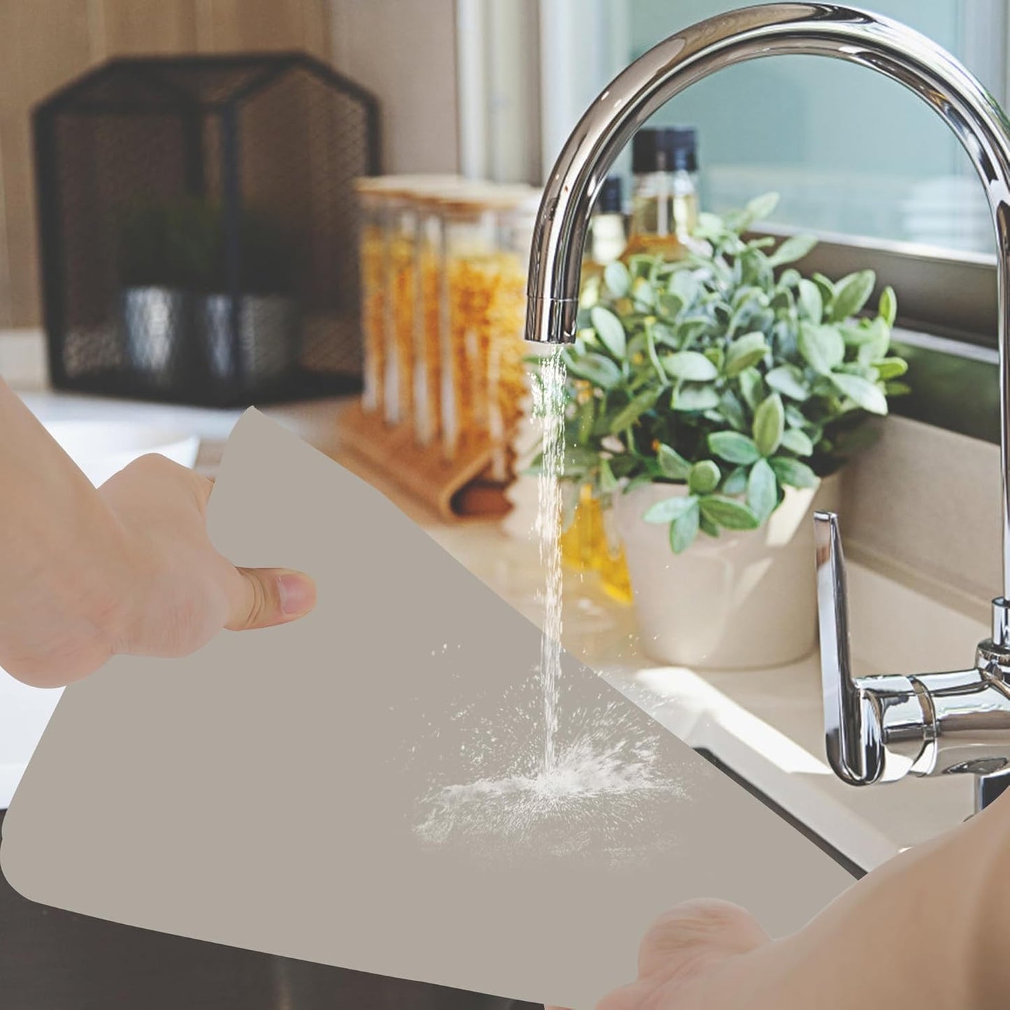 Silicone Mat for Kitchen Counter, Silicone Mat Trimable to Size (Light Grey, 23.6×15.7inch-2PCS), BPA-Free Silicone Placemat, Heat-Resistant NonSlip Table Mat for Air Fryer, Countertop Protector Mat